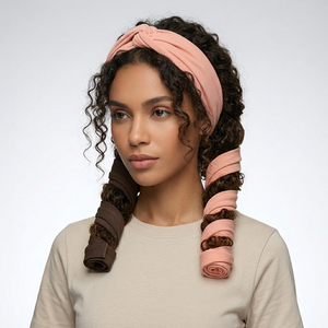 Nouveau <span class=keywords><strong>bandeau</strong></span> bouclant sans chaleur 2026 avec logo personnalisé et long ruban <span class=keywords><strong>pour</strong></span> femmes – Obtenez des boucles sans chaleur en une nuit - Product Image 2