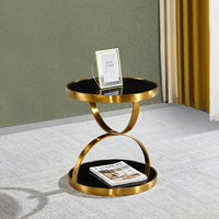 Table basse ronde moderne avec verre trempé et or pour meubles de salon de luxe pour maison ou hôtel