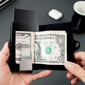 RFID in alluminio Pop Up porta carte da <span class=keywords><strong>uomo</strong></span> in pelle sintetica <span class=keywords><strong>portafoglio</strong></span> minimalista con cerniera porta carte di credito <span class=keywords><strong>portafoglio</strong></span> in metallo per <span class=keywords><strong>uomo</strong></span> - Product Image 5