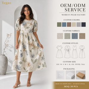 Gaun <span class=keywords><strong>Midi</strong></span> Motif Bunga Yegao <span class=keywords><strong>Pakaian</strong></span> Vintage Wanita Gaun Wanita Elegan Gaun Kasual Wanita Pesanan Pabrik Khusus - Product Image 1