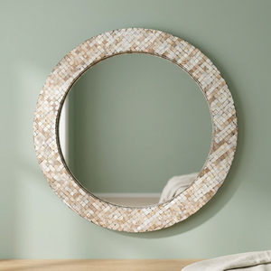 High Quality Rustic Design Capiz Shell <b>Small</b> Eco-Friendly Wall Hanging Bathroom <b>Mirror</b> Decor Wholesale Bedroom - Product Image 5