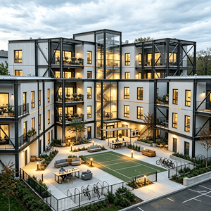 Viviendas y Apartamentos Modulares Prefabricados, Villa de Estructura de Acero Lista para Habitar, Edificio de Hotel de 5 Estrellas con Diseño Moderno de Mediados de Siglo - Product Image 2