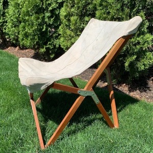 Outdoor Folding Chair <b>Canvas</b> Seat Solid Wood <b>Frame</b> 78x58x56cm Garden Use - Product Image 2
