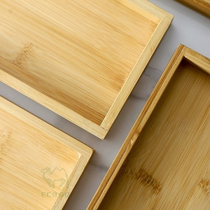Plateau de service personnalisé en bambou naturel laqué, motif uni, qualité domestique, pour fêtes, collations, apéritifs et boissons - Product Image 3