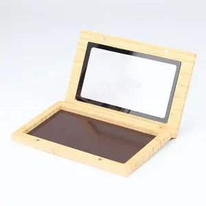 Caja de bambú para sombra de ojos, cosmético de madera de gran tamaño, venta al por mayor