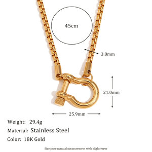 Collar de Acero Inoxidable 316L Personalizado con Baño de Oro PVD de 14K/18K, Diseño de Herradura y Bocado de Caballo, con Colgante Adicional para Mujer - Product Image 6