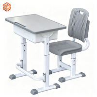 Ensemble de chaise et de bureau d'écolier XYJ, table d'étude réglable en hauteur avec tiroir de rangement pour la salle de classe et la maison