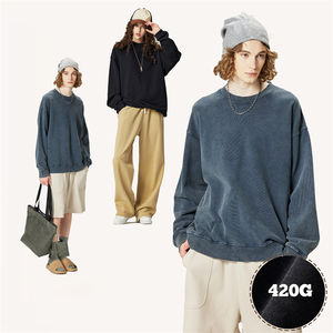 Fabricante OEM sudaderas de hombre lavadas de cuello redondo de ajuste regular vintage Streetwear - Product Image 4