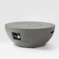 Table de foyer au propane de 36 pouces, ensemble de 2 pièces, 50 000 BTU, support de réservoir rond en acier, revêtement en poudre, écologique - Gris
