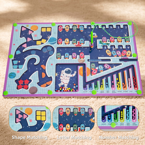 Giocattoli Educativi Montessori in Legno Certificati CE CPC per Bambini e Neonati, Gioco 3-in-1 con Forme, Lettere e Numeri, Labirinto di Perline - Product Image 3