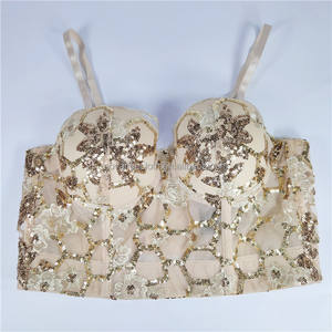 NOVANCE 2022 nuovi Top in pizzo bianco ricamato con paillettes lucide per donna stile etnico cintura petto imbottita a tubo corto - Product Image 6