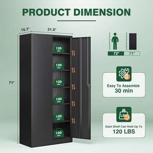 Armoires de rangement en acier pour garage, porte verrouillable, étagères réglables, serrure à clé, organisation de la maison, du bureau, de l'entrepôt, fabrication chinoise, modèle 1 - Product Image 3