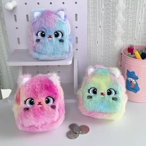 Dễ thương đầy màu sắc sang trọng đồng xu Ví Kawaii mèo thẻ trường hợp tai nghe Key Organizer đồng xu nhỏ Túi đồ chơi sang trọng Claw máy - Product Image 2