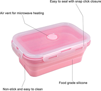 Boîte à lunch pliable réutilisable multi-tailles personnalisée, pour le camping, les voyages, la cuisine, en silicone, pliable, carrée, pour le stockage des aliments