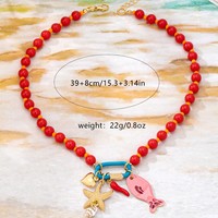 Kalung manik-manik bertema samudra warna-warni SongYi, kalung berlapis-lapis dengan liontin hewan laut untuk wanita, perhiasan pesta liburan
