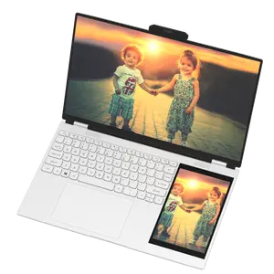 Dual Screen Laptop Win 11 15.6 + 7 inch DDR4 16GB 2TB SSD Student Laptop For Online Teaching Quad Core Computer