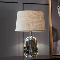 Lámpara de Mesa LED E26 de Cristal K9 de Diseño Americano Minimalista para Decoración de Villas, Lámpara de Escritorio para Mesita de Noche, AC 110-240V, Lámpara de Lectura