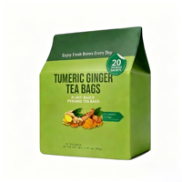 OEM ODM Thé aux herbes au curcuma et au gingembre GMP HACCP ISO22000 20 sachets pyramidaux 40g Sans caféine