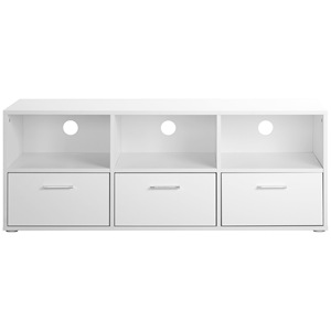 Soporte para TV con estante de almacenamiento y armario, color blanco, capacidad de 15 kg, para uso en sala de estar o dormitorio - Product Image 4