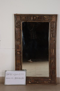 Miroir mural artisanal en bois massif avec finition en bois naturel, miroir décoratif pour l'entrée, la salle de bain et la chambre à coucher - Product Image 2