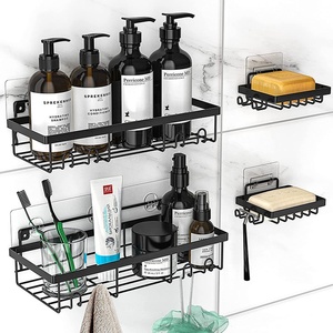4 Pack Shower Caddy Adhesive Bathroom Organizer Shelf Shower No Drilling Rack Bathroom Storage Shelf Accessories