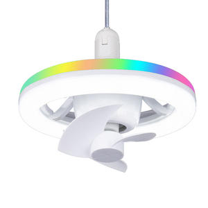 Ventilateur de plafond 48W E27 avec lumière LED et télécommande 360 rotation ventilateur électrique de refroidissement lampe lustre pour chambre décoration intérieure - Product Image 1