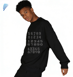 Sudadera con capucha para hombre personalizada, oversize, de felpa lavada estilo vintage, negra, casual, con cremallera de un cuarto, serigrafiada y con efecto desgastado, para otoño - Product Image 1