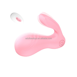 USB-Aufladbarer Silikon-Vibrator in Rosa Hasenform mit Kabelloser Fernbedienung, Mini-Bullet-Vibrator mit Doppelkopf für Frauen und Paare - Product Image 1