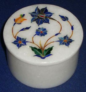 Indian Best Manufacturer Of Pure White Marble Round Shape Flower Inlay Design <b>Jewelry</b> <b>Gift</b> <b>Box</b> For Wedding And Business <b>Gift</b> - Product Image 2