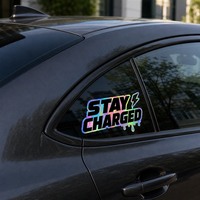 Autocollants personnalisés en vinyle découpé, résistants aux UV, imperméables, holographiques, brillants, pour vitres de voiture et véhicules