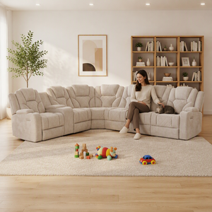 Sofá Esquinero Modular Eléctrico Reclinable con Reposacabezas con Movimiento y Luz LED para Cine en Casa, Diseño Moderno - Product Image 2