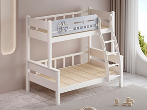 Lits superposés pour enfants en bois <span class=keywords><strong>de</strong></span> caoutchouc, style simple, 1,2 m, <span class=keywords><strong>blanc</strong></span> + bleu <span class=keywords><strong>ciel</strong></span>, lits pour enfants en bois massif - Product Image 2