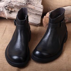Bottines élégantes pour hommes en cuir de vachette, chaudes et confortables pour l'hiver, avec doublure en cuir véritable, design à lacets - Product Image 2