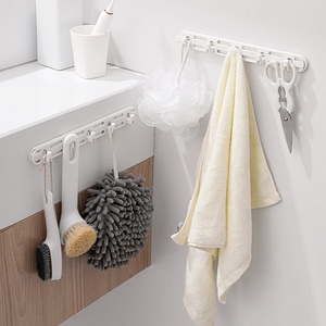 Free Punch Wardrobe Cabinet Wall-mounted Telescopic <b>Gap</b> Sticky Hook Towel Clip Hooks Clothes Rack Rails for Clothing Store - Product Image 4