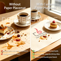 Napperons en papier imprimés sur mesure, jetables, format A3, pour hôtels, restaurants, plateaux, et menus de table.