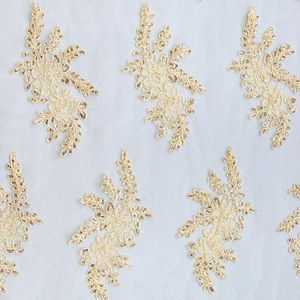 Modelos explosivos tela de encaje bordado elegante encanto Floral lentejuelas bordado tul tela de encaje para vestidos de quinceañera - Product Image 6