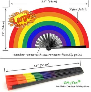 Lgbt Hand Fan Foldable Bamboo and <b>Paper</b> Handheld Rainbow Decoration <b>Pattern</b> Homosexual Pride Regenbogen Muster - Product Image 5