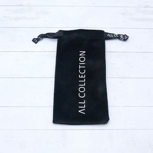 Luxury Custom Black Velvet Jewelry Gift <b>Pouch</b> Velvet <b>Drawstring</b> Necklace Storage Bag - Product Image 2