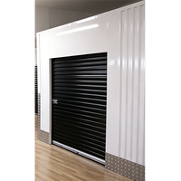 Système de rangement enroulable en acier ondulé noir, unité de rangement robuste verrouillable avec plaques anti-rayures pour entrepôt et atelier