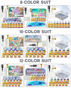 Marbeling Draw Magic Marble Swirling Paints 12Color Water Marbling Paint Art Kit For Kids - Arts And Crafts