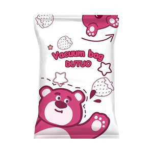 Vacuum <b>Storage</b> Bag With Strawberry Bear Design Thickened Compression For <b>Clothes</b> Bedding Travel Moving Large Size Rectangle - Product Image 3