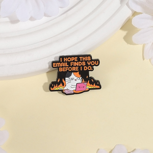 Sming pins tôi hy vọng email này tìm thấy bạn trước khi tôi làm men pin dễ thương Tức Giận mèo ainaml trâm cài ve áo ba lô huy hiệu đồ trang sức - Product Image 2