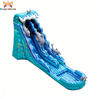 Toboggan aquatique gonflable en forme de requin avec piscine pour adultes et enfants, utilisation éducative en jardin, application commerciale, matériau PVC