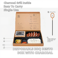 Boîte à lunch bento jetable portable personnalisée avec grilles de barbecue au charbon intégrées, doublure en éponge et feuille d'or pour aliments pour bébés