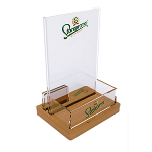 <strong>Acrylic</strong> Table Tent <strong>Stand</strong> with Wood Bamboo Base <strong>Menu</strong> Holder - Product Image 1