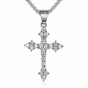 Pendentif Croix <span class=keywords><strong>Catholique</strong></span> Hip Hop pour Hommes, Collier Religieux en Acier Inoxydable, Bijoux Chrétiens Imperméables et Inoxydables pour Homme - Product Image 3
