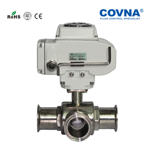 Vanne à boisseau sphérique électrique sanitaire motorisée COVNA 2 pouces 4 pouces 3 voies 12V en acier inoxydable à fixation par collier - Product Image 4