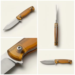มีดพับแบบ Fixed Blade รุ่น Custom Urban Phantom ขนาด 6.<span class=keywords><strong>1</strong></span> นิ้ว สำหรับงาน DIY OEM EDC ใบมีดทรง Drop Point ขอบมุมเอียง ทำจากเหล็ก D2 ด้ามจับแบบ Full Tang สำหรับเอาตัวรอด  วัสดุ Amber Ultem - Product Image 5