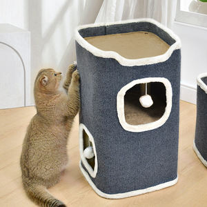 Kattenbedden Voor Katten Kubus Huisdier Huis Bedekt Grot Met Kras Pad Grote Schuilplaats Kat Tent Met Pluizige Bal Opknoping - Product Image 4