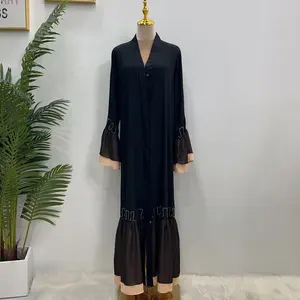 动机Eid雅加达穆斯林纯色长袍谦虚穆斯林长裙传统伊斯兰女性服装